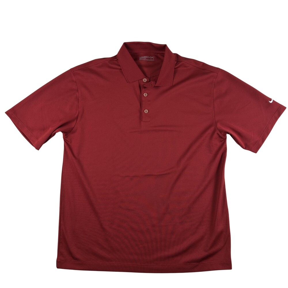 Nike Golf Polo Shirt Mens Large Red Solid Fit Dry Performance Athletic Swoosh